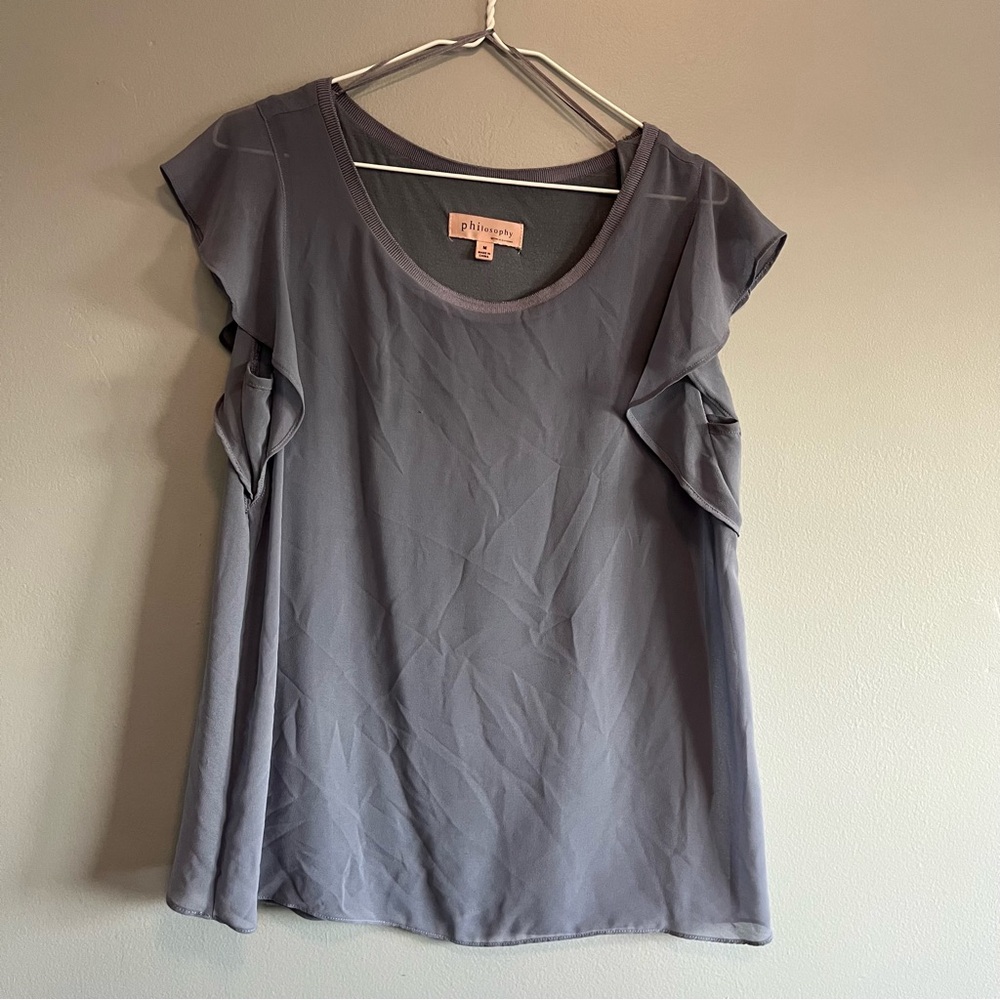 Sheer blue blouse with liner